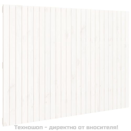 Стенна табла за спалня бяла 159,5x3x110 см борово дърво масив
