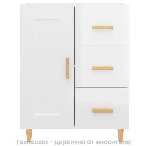 Сайдборд, бял гланц, 69,5x34x90 см, инженерно дърво