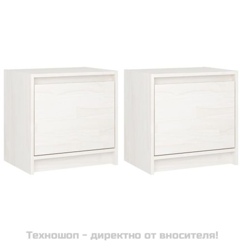 Нощни шкафчета, 2 бр, бели, 40x30,5x40 см, бор масив