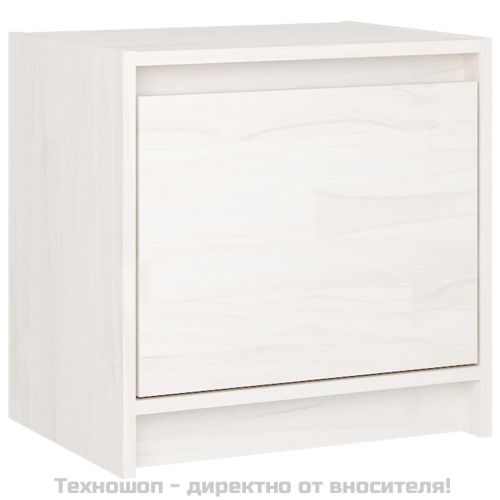 Нощни шкафчета, 2 бр, бели, 40x30,5x40 см, бор масив