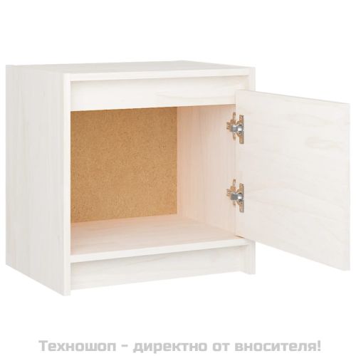 Нощни шкафчета, 2 бр, бели, 40x30,5x40 см, бор масив