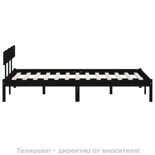 Рамка за легло, черна, бор масив, 150x200 cм, King Size