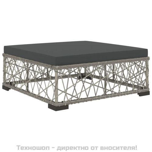 Градински комплект с възглавници, 5 части, полиратан, сив