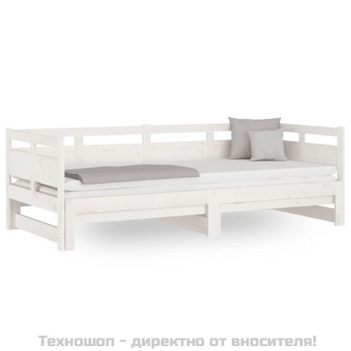 Разтегателно дневно легло, без матрак, бяло, 2x(90x200) см