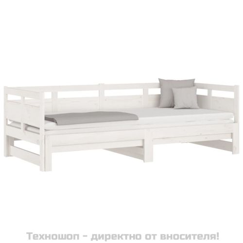 Разтегателно дневно легло, без матрак, бяло, 2x(90x200) см