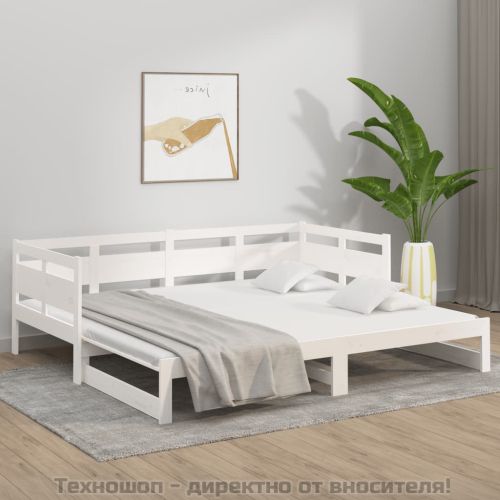 Разтегателно дневно легло, без матрак, бяло, 2x(90x200) см