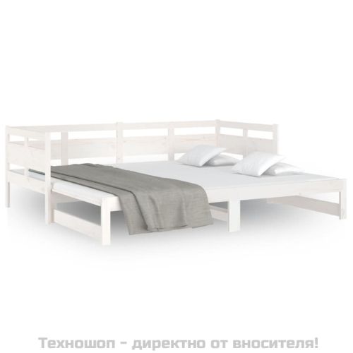 Разтегателно дневно легло, без матрак, бяло, 2x(90x200) см