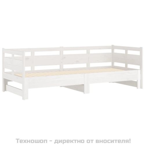 Разтегателно дневно легло, без матрак, бяло, 2x(90x200) см