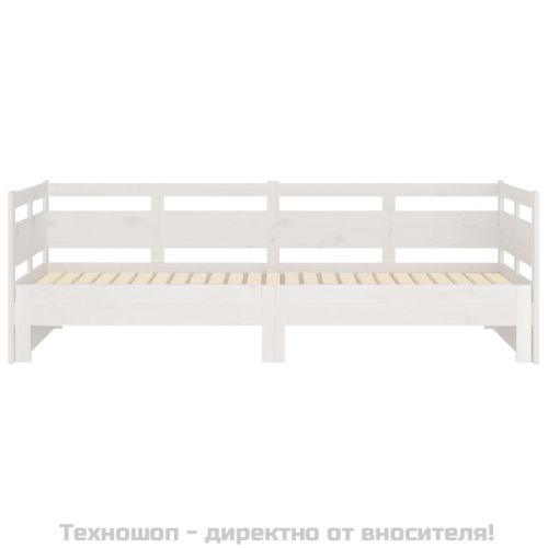 Разтегателно дневно легло, без матрак, бяло, 2x(90x200) см