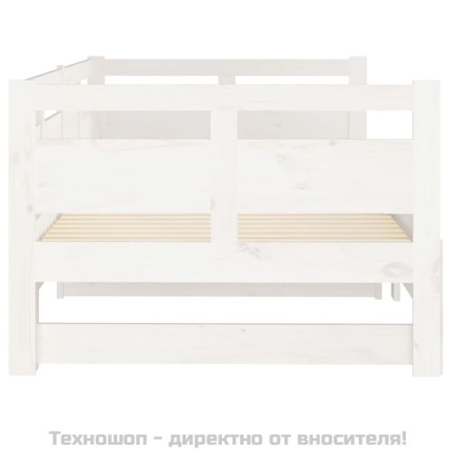 Разтегателно дневно легло, без матрак, бяло, 2x(90x200) см