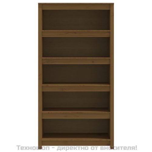 Библиотека, меденокафява, 80x35x154 см, бор масив