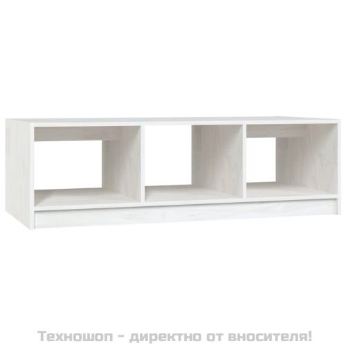 Маса за кафе, бяла, 110x50x34 см, борово дърво масив