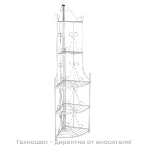Ъглова етажерка за цветя, бяла