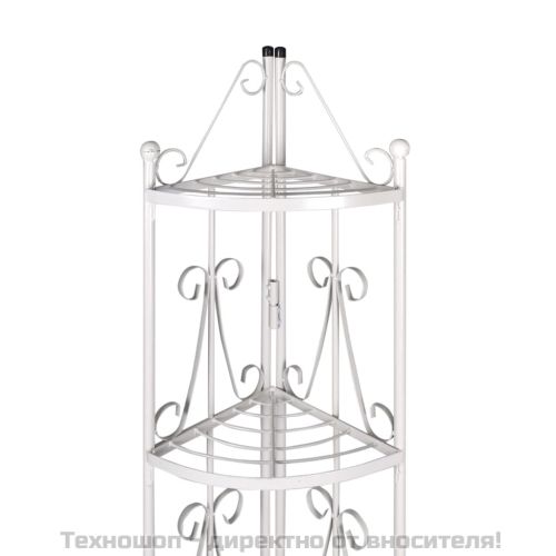 Ъглова етажерка за цветя, бяла