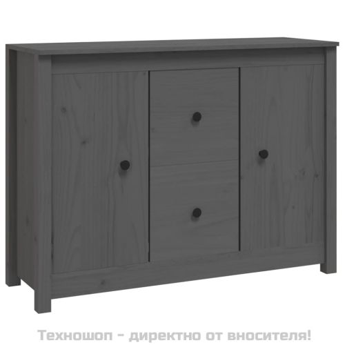 Сайдборд, сив, 100x35x74 см, бор масив