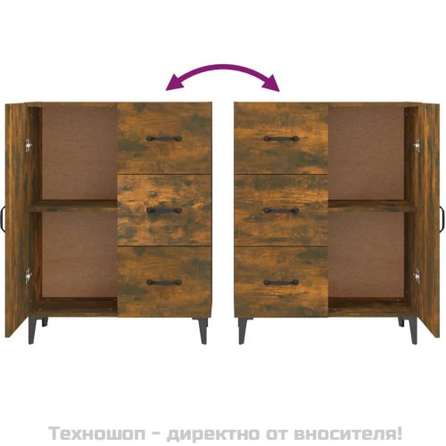 Сайдборд, опушен дъб, 69,5x34x90 см, инженерно дърво