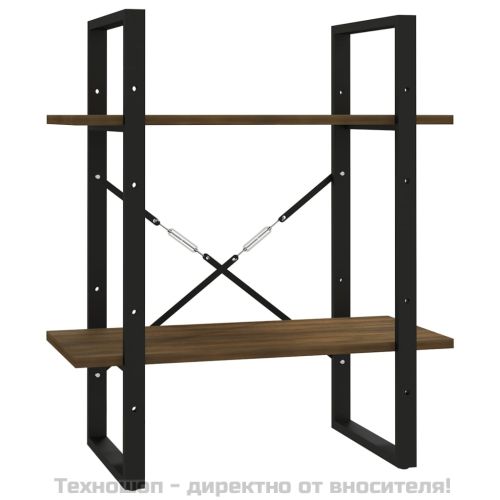 Библиотека на 2 нива, кафяв дъб, 60x30x70 см, инженерно дърво