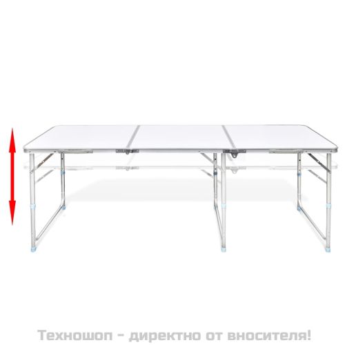Сгъваема къмпинг маса регулируема с 6 табуретки 180x60 см