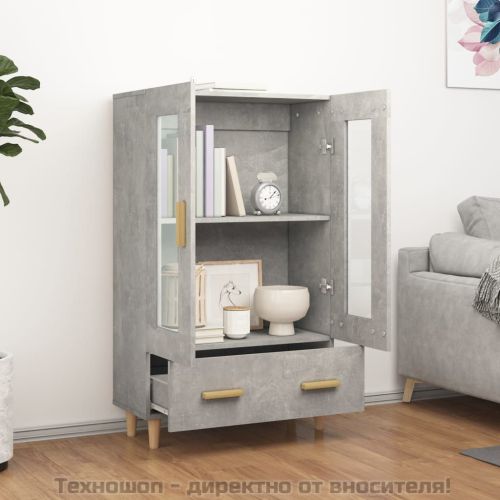 Висок шкаф, бетонно сив, 70x31x115 см, инженерно дърво