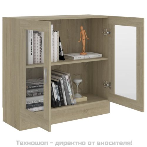 Шкаф витрина, дъб сонома, 82,5x30,5x80 см, ПДЧ