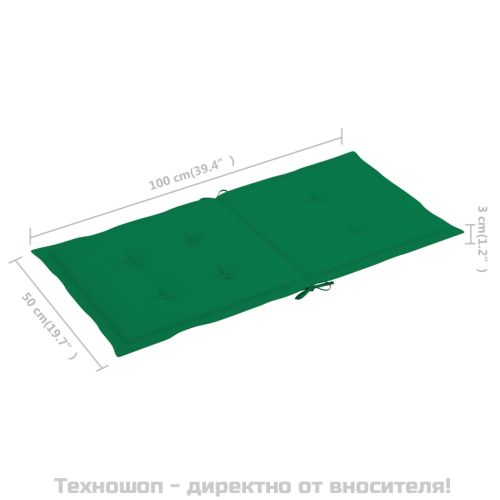 Възглавници за столове 2 бр зелени 100x50x3 см Оксфорд плат