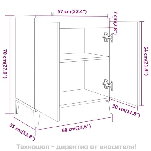 Сайдборд, сив сонома, 60x35x70 см, инженерно дърво
