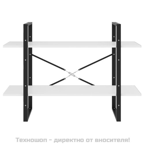 2-етажна библиотека, бял, 100x30x70 см, инженерно дърво