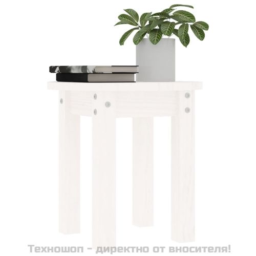 Кафе маса, бяла, Ø 35x35 см, борово дърво масив
