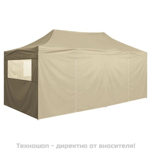 Сгъваема парти шатра с 4 странични стени 3х6 м стомана кремава