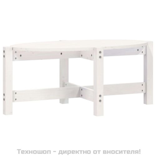 Кафе маса, бяла, 87x48x35 см, борово дърво масив