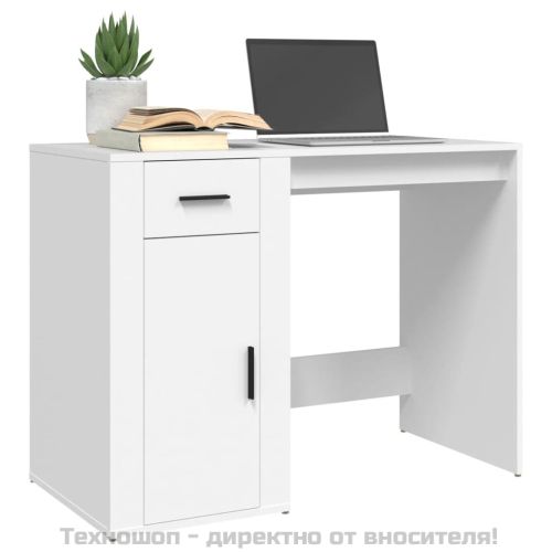 Бюро, бяло, 100x49x75 см, инженерно дърво