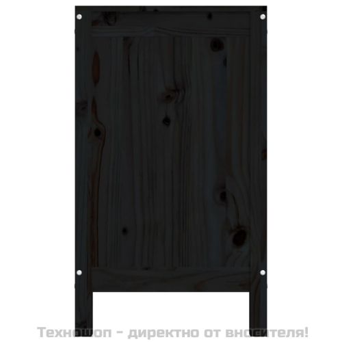 Кутия за пране, черна, 88,5x44x76 см, борово дърво масив