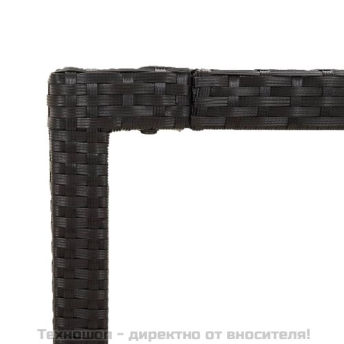 Градинска маса със стъклен плот черен 150x90x75 см полиратан