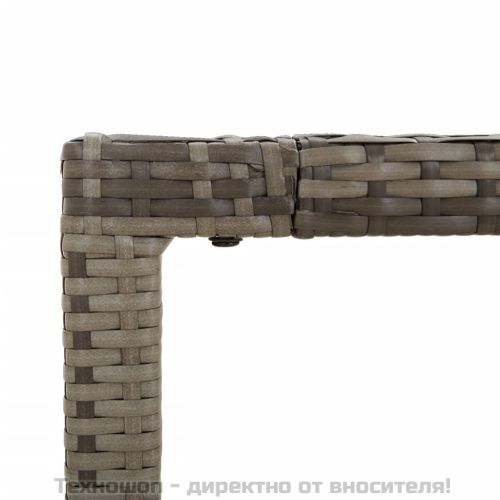 Градинска маса с дървен плот сива 150x90x75 см полиратан