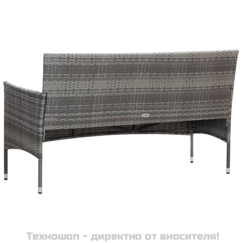 Градински комплект с възглавници, 4 части, полиратан, сив