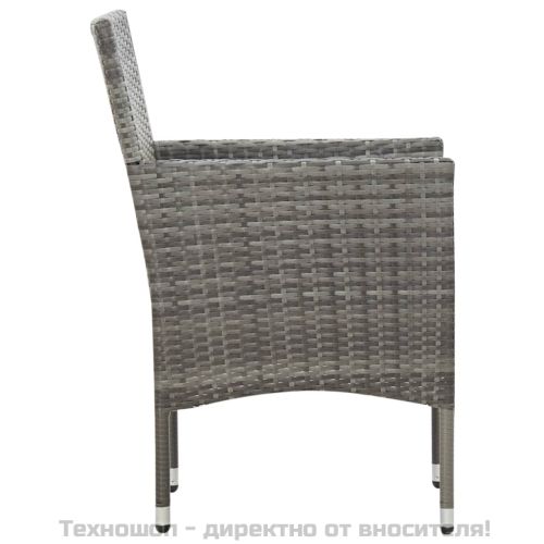 Градински комплект с възглавници, 4 части, полиратан, сив