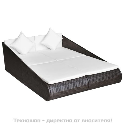 Градинско легло, кафяво, 110x200 см, полиратан