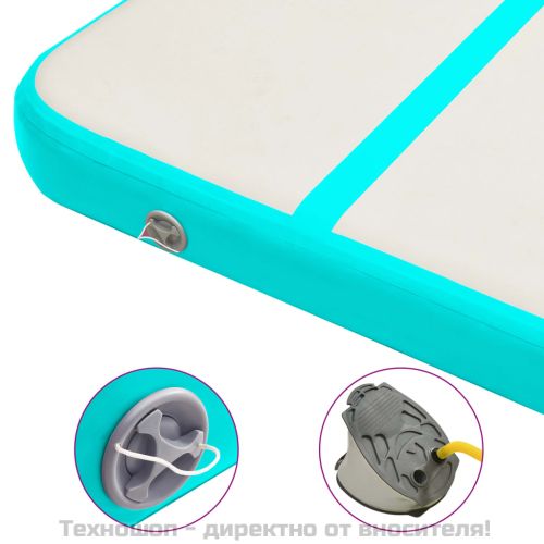 Надуваем дюшек за гимнастика с помпа, 300x100x20 см, PVC, зелен