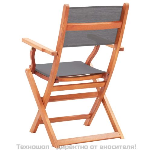 Сгъваеми градински столове 2 бр сиви евкалипт масив и textilene