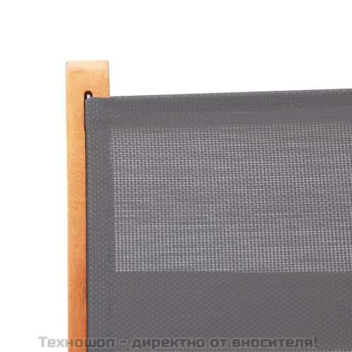 Сгъваеми градински столове 2 бр сиви евкалипт масив и textilene