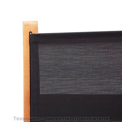 Сгъваеми градински столове 2 бр черни евкалипт масив textilene