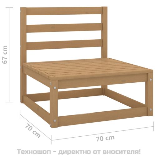 Градински средни дивани, 3 бр, меденокафяви, бор масив