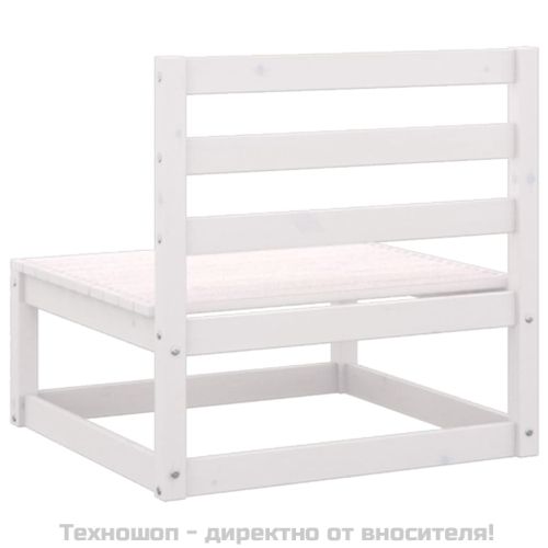 Градински среден диван, бял, бор масив