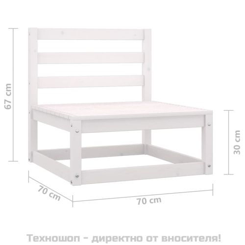 Градински среден диван, бял, бор масив