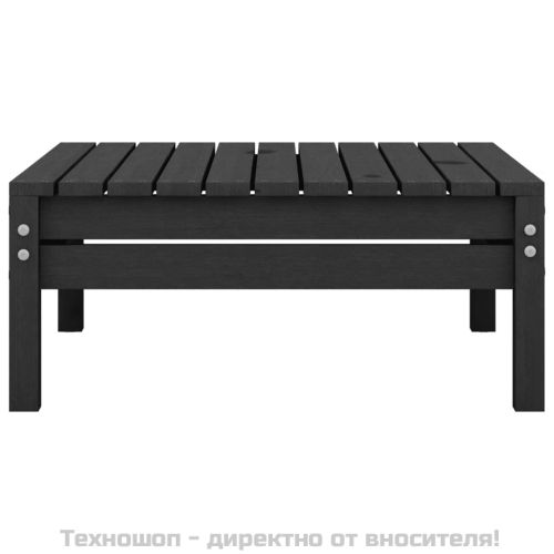 Градинска табуретка, черна, борово дърво масив