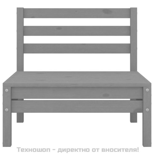Градински средни дивани, 2 бр, сиви, бор масив