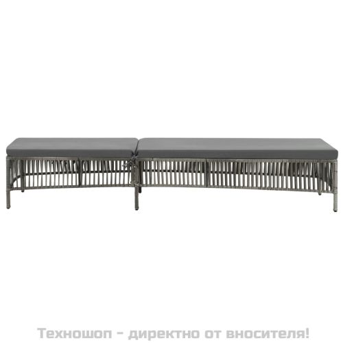 Шезлонг с шалте, полиратан, сив