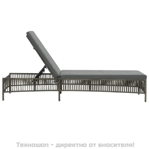 Шезлонг с шалте, полиратан, сив