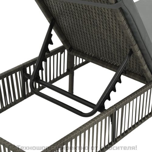 Шезлонг с шалте, полиратан, сив