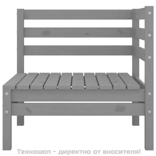 Градински лаундж комплект, 3 части, бор масив, сив